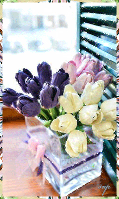 Картинка Букет разноцветных тюльпанов из коллекции Картинки анимация Цветы