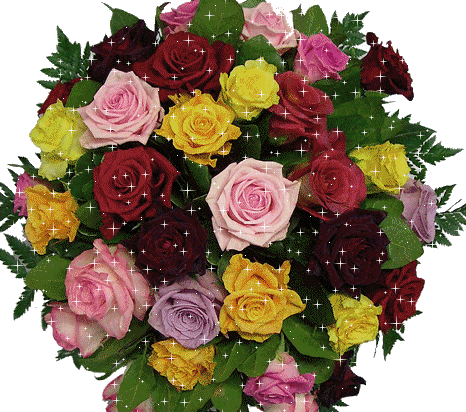 Картинка Разноцветные розы из коллекции Картинки анимация Цветы