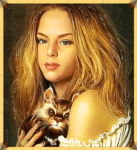 Картинка Девушка с котенком из коллекции Картинки анимация Девушки
