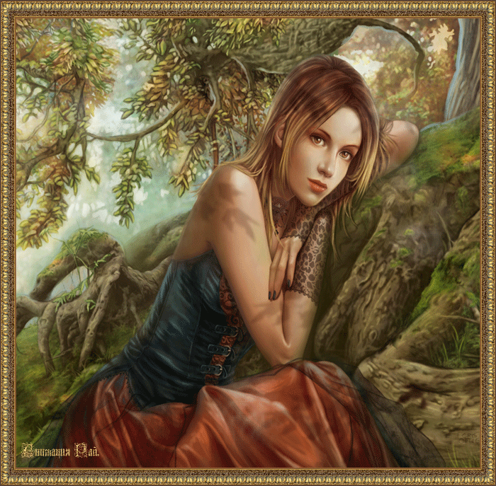 Картинка Девушка в лесу из коллекции Картинки анимация Девушки