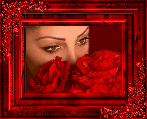 Картинка Девушка с красными розами из коллекции Картинки анимация Девушки