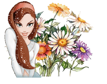 Картинка Девушка с цветами из коллекции Картинки анимация Девушки