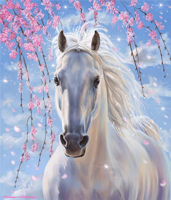 Картинка Белая лошадь из коллекции Картинки анимация Животные