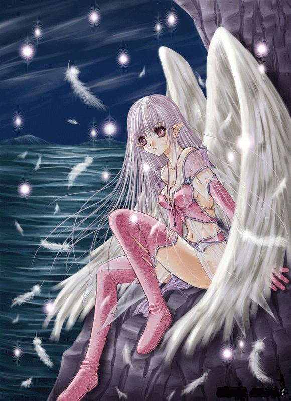 Картинка Эльф с белыми крыльями из коллекции Картинки анимация Аниме