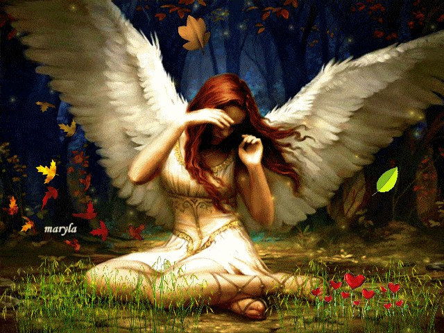 Картинка Рыжеволосая девушка-ангел из коллекции Картинки анимация Фэнтези и сказка