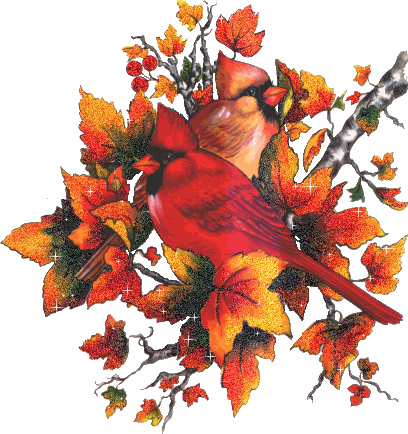 Картинка Птицы и осенние листья из коллекции Картинки анимация Птицы