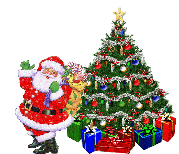 Картинка Дед Мороз и ёлка из коллекции Картинки анимация Новый год и Рождество 2024