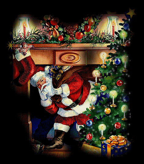 Картинка Санта Клаус с подарками из коллекции Картинки анимация Новый год и Рождество 2024