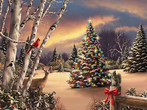 Картинка Новогодний лес из коллекции Картинки анимация Новый год и Рождество 2024