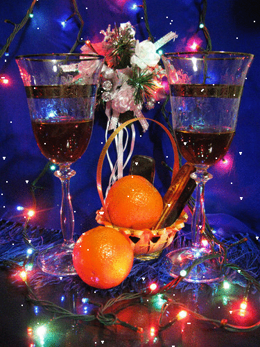 Картинка Два бокала вина из коллекции Картинки анимация Новый год и Рождество 2024