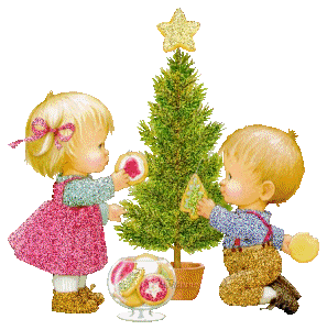 Картинка Дети наряжают елку из коллекции Картинки анимация Новый год и Рождество 2024