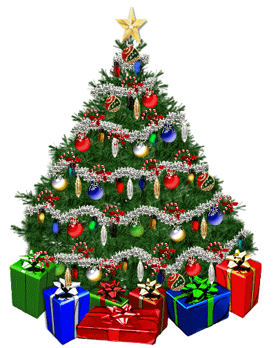 Картинка Рождественская ёлка с подарками из коллекции Картинки анимация Новый год и Рождество 2024