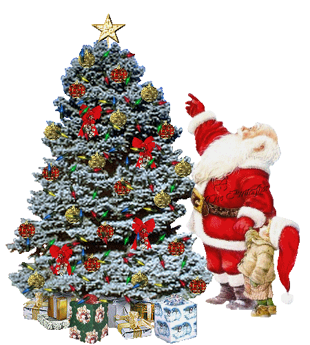 Картинка Дед Мороз у ёлки из коллекции Картинки анимация Новый год и Рождество 2024