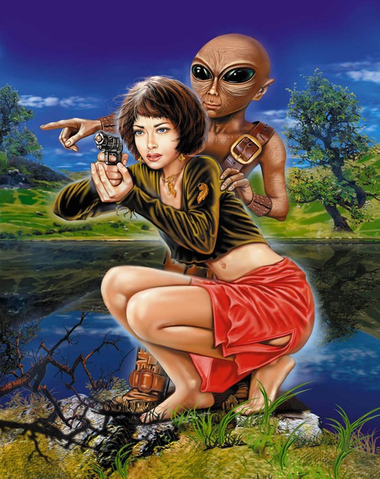 Картинка Девушка и инопланетянин из коллекции Обои для рабочего стола Фэнтези