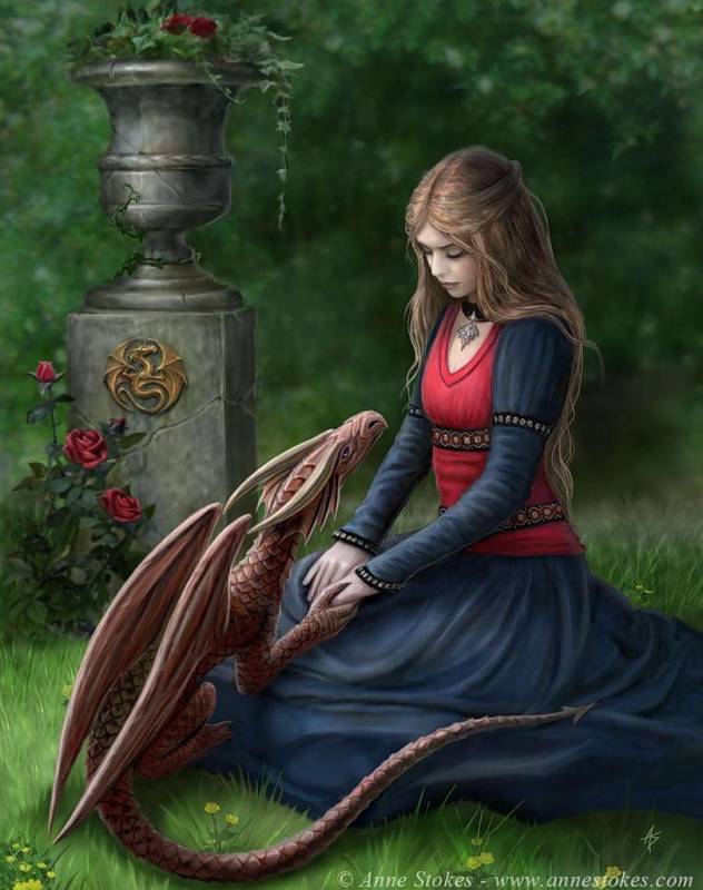 Картинка Девушка и Дракон из коллекции Обои для рабочего стола Фэнтези