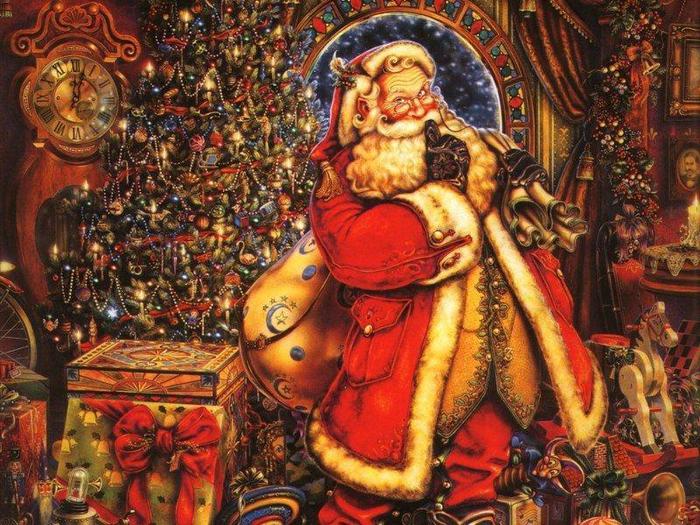 Картинка Дед Мороз с подарками из коллекции Обои для рабочего стола Новогодние обои