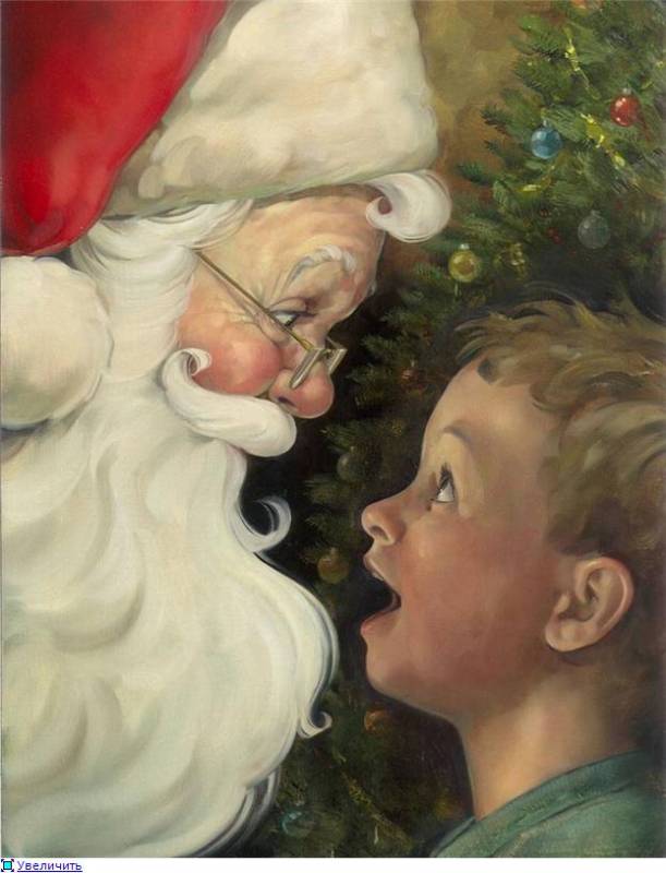 Картинка Мальчик и Дед Мороз. из коллекции Обои для рабочего стола Иллюстрации