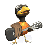 Картинка Птичка с гитарой из коллекции Картинки анимация Маленькие картинки