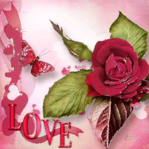 Картинка Валентинка с красной розой из коллекции Картинки анимация Сердечки и Валентинки