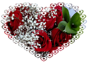 Картинка Сердце и букет роз из коллекции Картинки анимация Сердечки и Валентинки