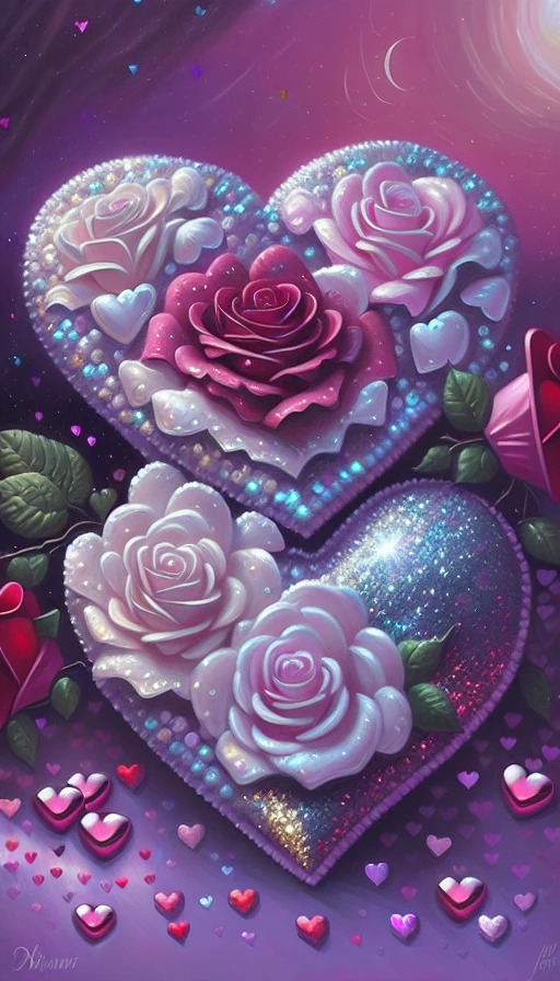Картинка Два сердца с розами из коллекции Открытки поздравления День Святого Валентина