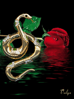 Картинка Змея и роза из коллекции Анимация на телефон Животные
