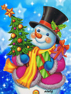 Картинка Снеговик с елкой из коллекции Анимация на телефон С новым годом 2024