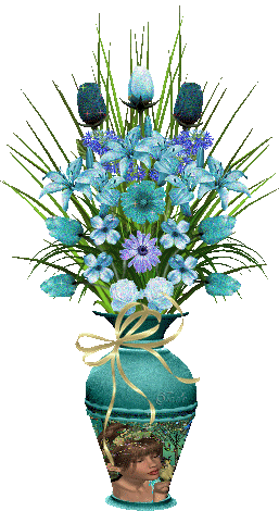 Картинка Голубые цветы в вазе из коллекции Картинки анимация Цветы