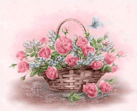 Картинка Корзина цветов из коллекции Картинки анимация Цветы