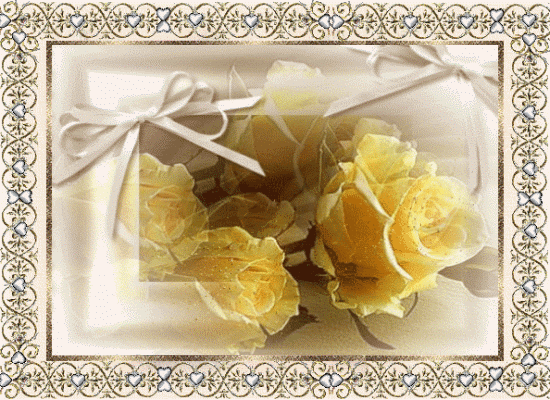 Картинка Желтые розы в рамке из коллекции Картинки анимация Цветы