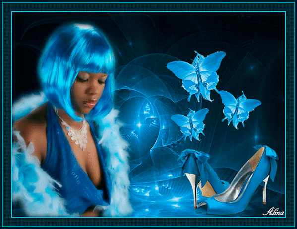 Картинка Девушка с голубыми волосами из коллекции Картинки анимация Девушки