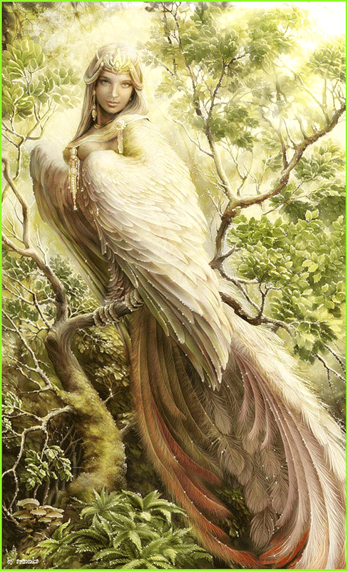 Картинка Мифическая птица с женским лицом Сирин из коллекции Картинки анимация Фэнтези и сказка