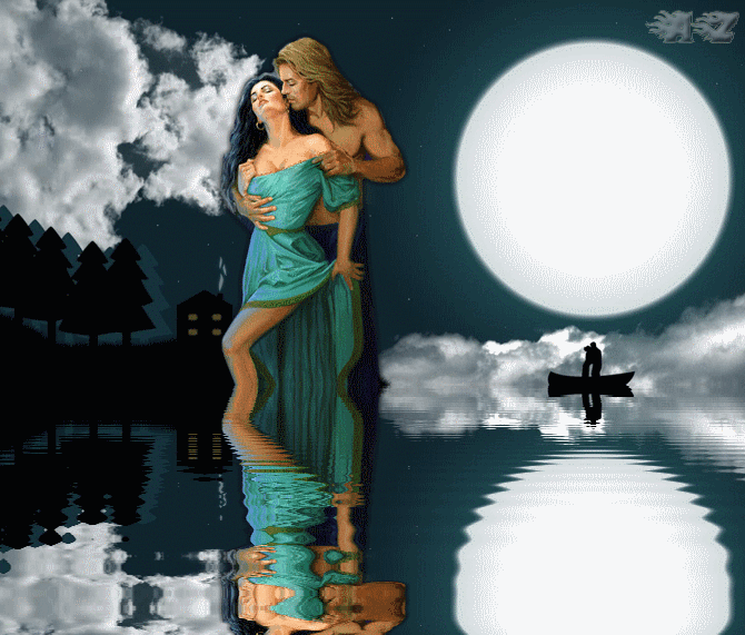 Картинка Лунная ночь из коллекции Картинки анимация Любовь и романтика