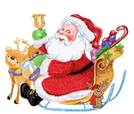 Картинка Дед Мороз на санях из коллекции Картинки анимация Новый год и Рождество 2024