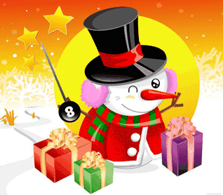 Картинка Снеговик с подарками из коллекции Картинки анимация Новый год и Рождество 2023