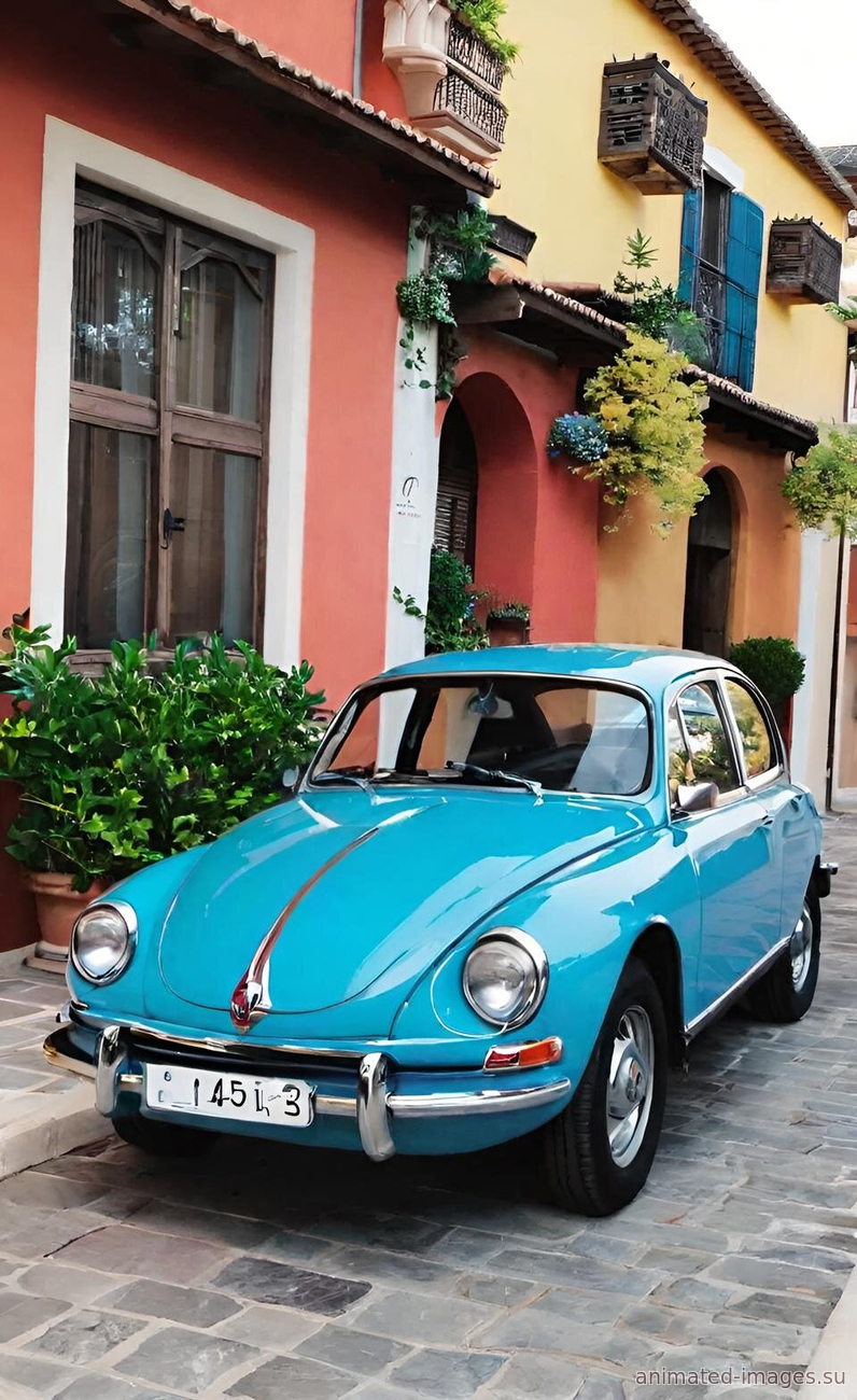 Картинка Фото голубого ретро автомобиля из коллекции Обои для рабочего стола Автомобили