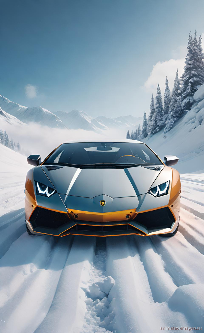 Картинка Lambo in Snow iPhone Wallpaper 4K из коллекции Обои для рабочего стола Автомобили