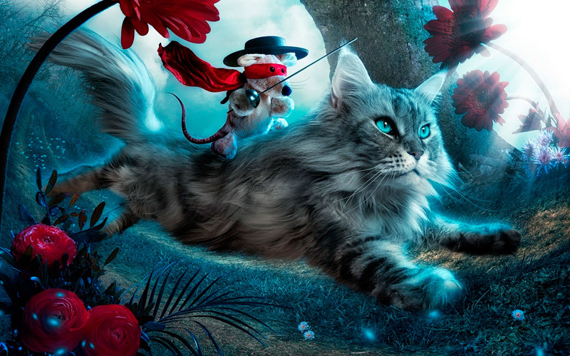 Картинка Кот и мышь из коллекции Обои для рабочего стола Животный мир