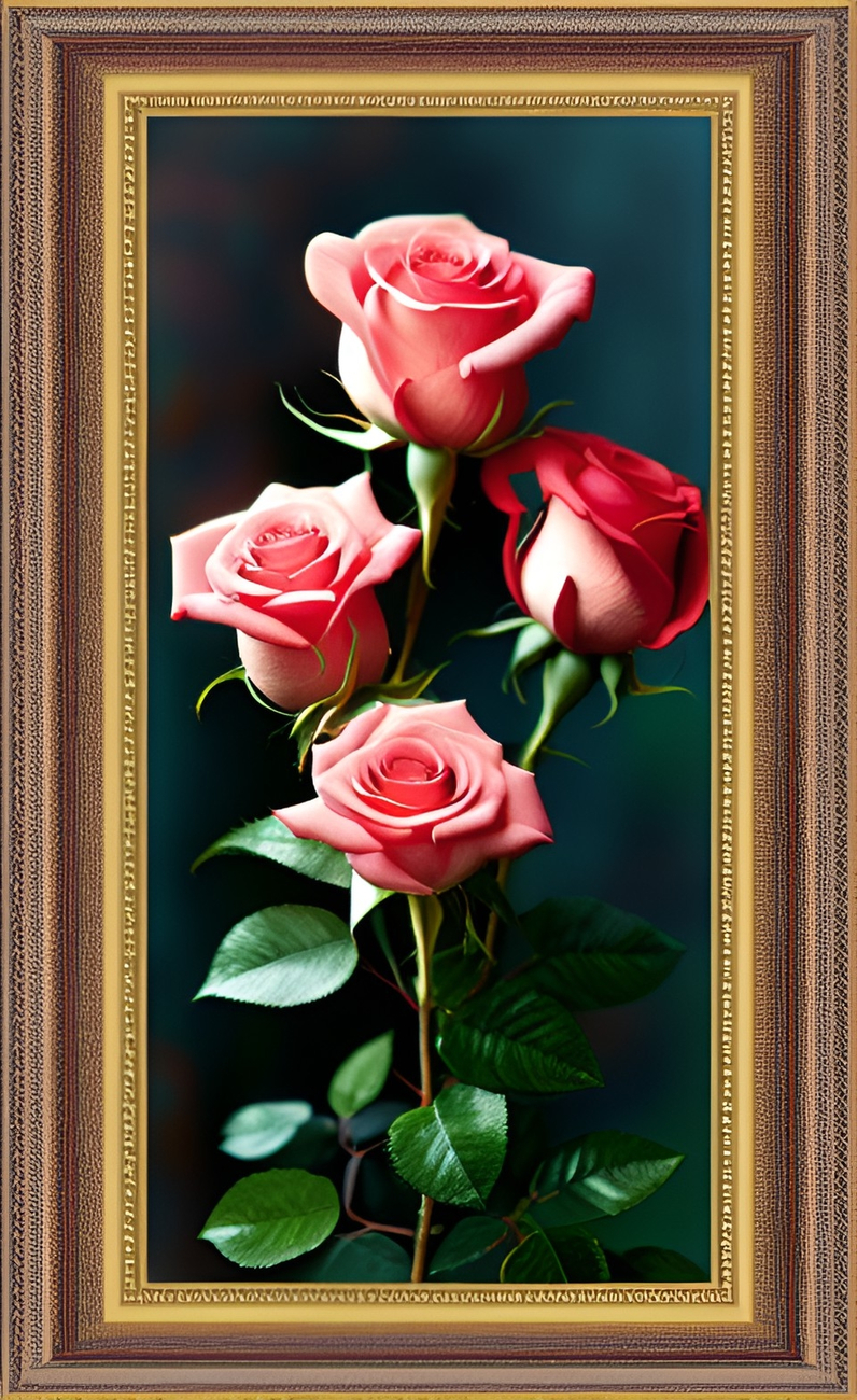 Картинка Розы в рамке из коллекции Обои для рабочего стола Цветы