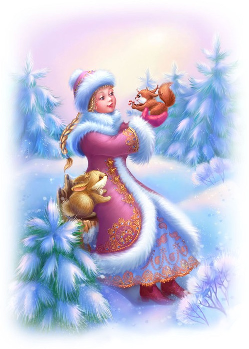 Картинка Снегурочка в лесу из коллекции Обои для рабочего стола Новогодние обои