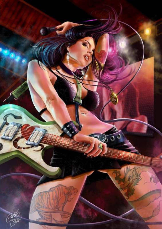 Девушка с гитарой - Иллюстрации