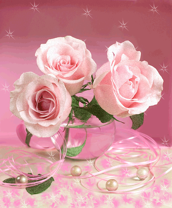 Розы в вазе - Анимационные GIF