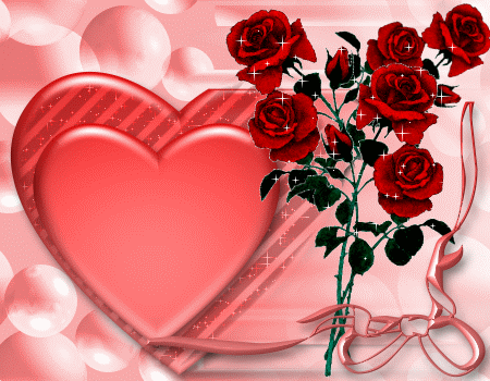 Сердце в розах - Анимационные GIF открытки