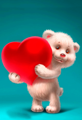 Картинка Мишка с большим сердцем из коллекции Картинки анимация Сердечки и Валентинки