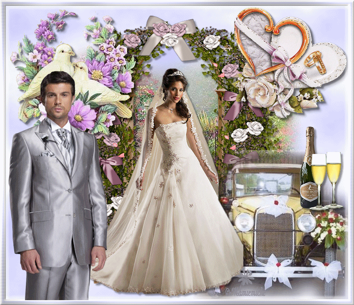 Картинка Cвадебная открытка с женихом и невестой из коллекции Открытки поздравления С днем свадьбы