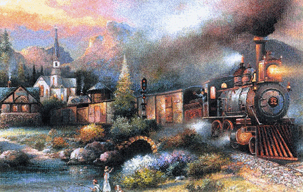 Картинка Паровоз пейзаж из коллекции Картинки анимация Транспорт
