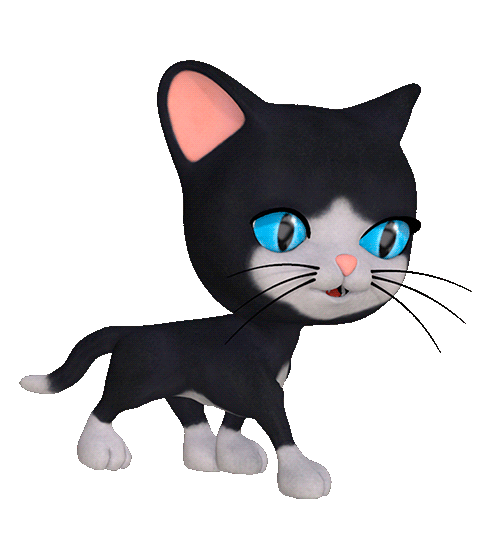 Анимированный черный кот - Кошки анимашки