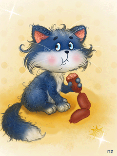 Картинка Кот с сосиской из коллекции Анимация на телефон Кошки анимашки