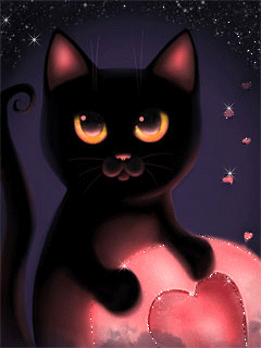Котик с сердечком картинка - Кошки анимашки