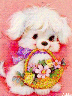 Картинка Белый щенок из коллекции Анимация на телефон Животные